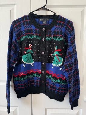 Vintage Holiday Knit Cardigan Sweater - Women's Size Medium